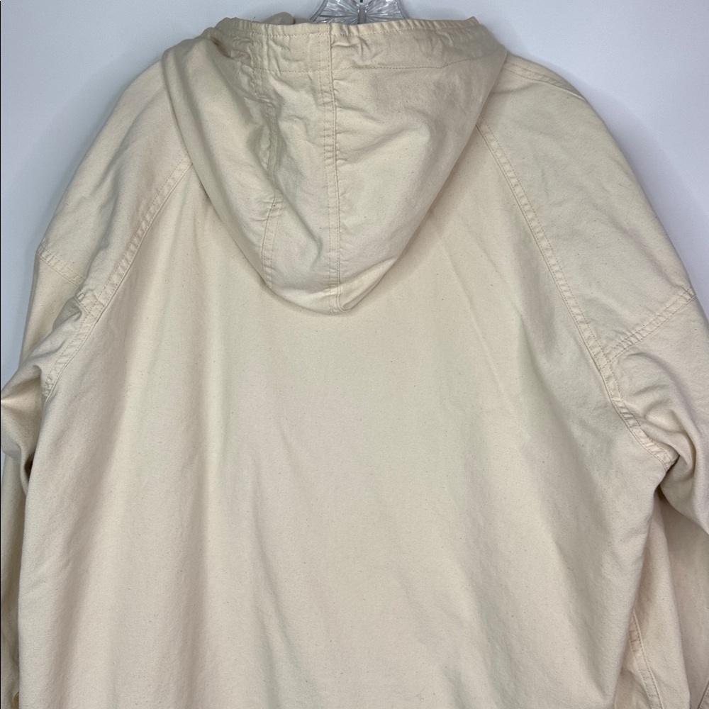 Vintage Eddie Bauer Hooded Toggle Beige Cargo Chore Jacket Size Large - Picture 5 of 11